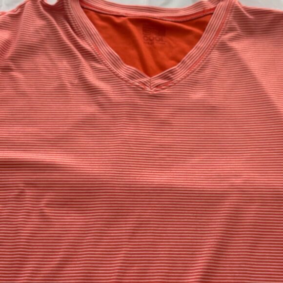 32 Degrees COOL Short Sleeve V-Neck Orange/White Size Medium EUC - Picture 3 of 9
